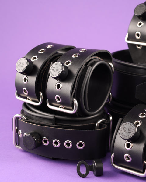 Closeup of Ultimate Rubber Restraint Set with Magnetic Key